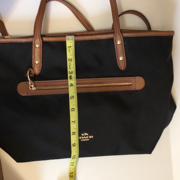 Coach Canvas Top Zip Closure Bag black & brown color - Picture 9 of 12